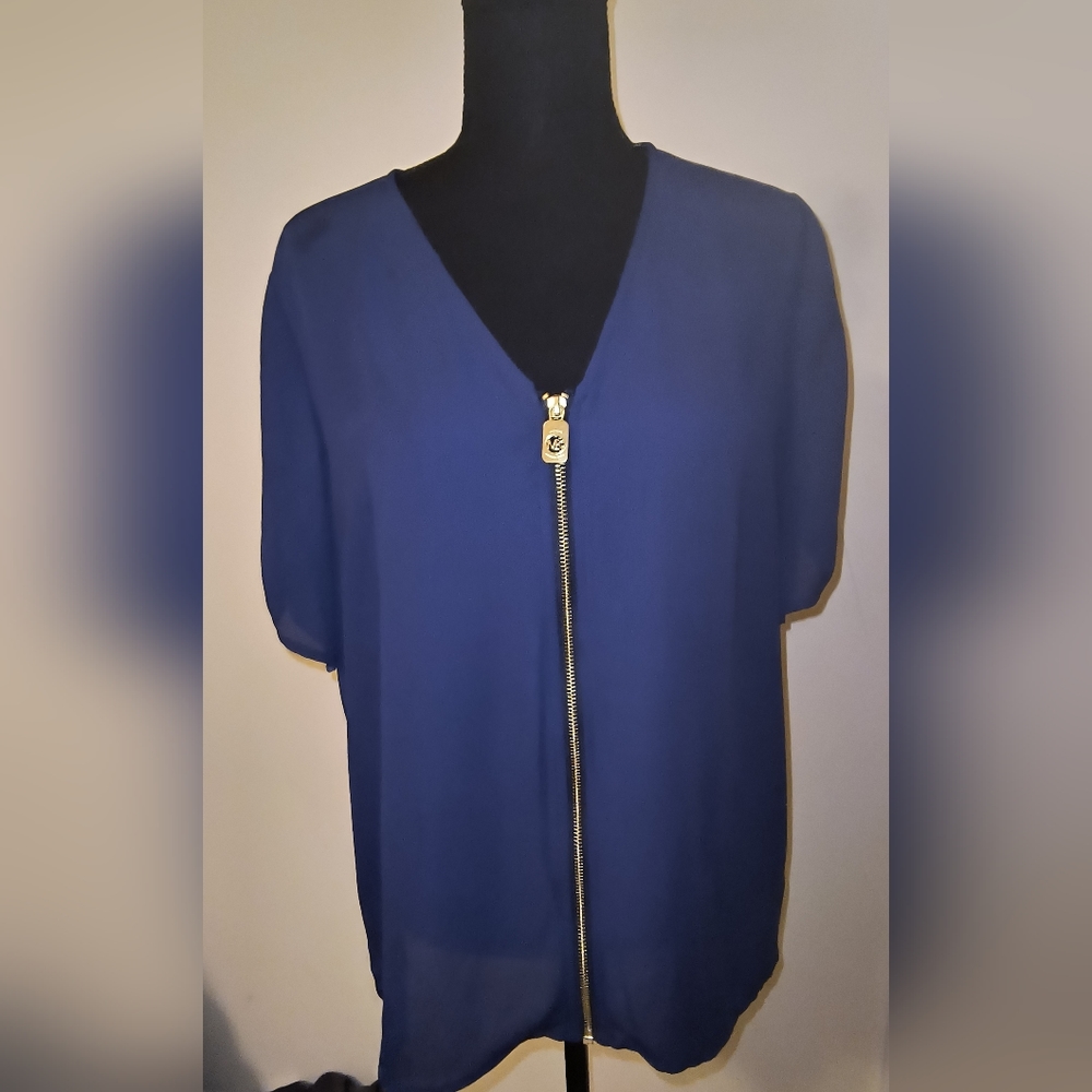 Michael Kors Navy Blue Gold Full Zip with Top size L